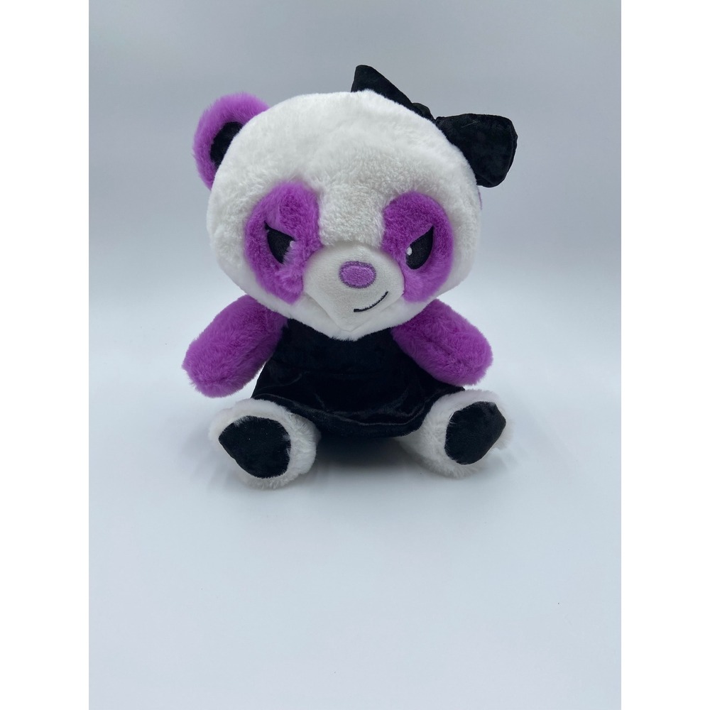MTY International Goth Panda Emo Plush Purple White Black Dress Bow 201729A